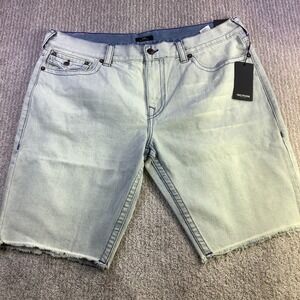 True Religion Ricky‎ Relaxed Straight Denim Shorts Mens 42 Light Wash NWT